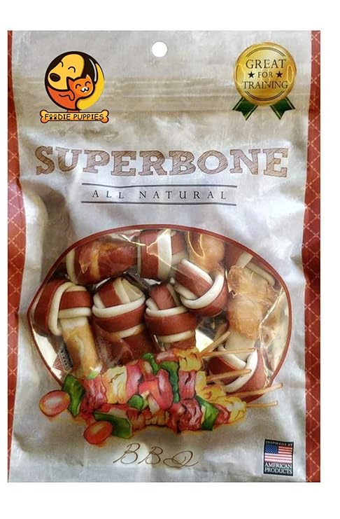 Foodie Puppies Super Bone All Natural BBQ Flavour Knotted Dog Treat, 9 in1 (Knotted, BBQ, Pack of 1)