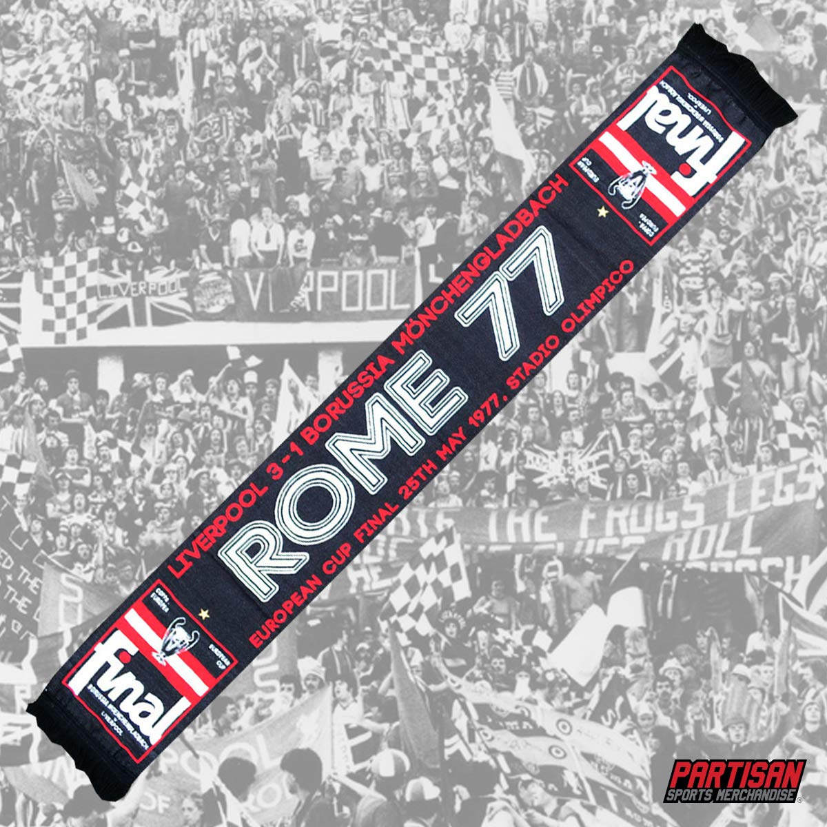 Partisan Unisex Black Liverpool Rome 77 Programme Scarf Hd