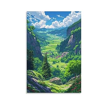 Amazon.co.jp: ポスター 山 自然 風水 絵 山の絵 緑の絵 玄関