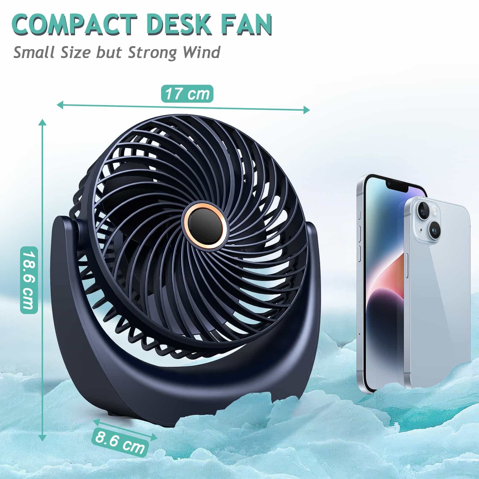 SHAVINGFUN Ventilatore da Tavolo,Mini ventilatore usb,ventilatore scrivania di 4000mAh Ricaricabile,5 Velocità ventilatore da tavolo silenzioso,Per Ufficio, Soggiorno,Viaggi ventilatore a batteria