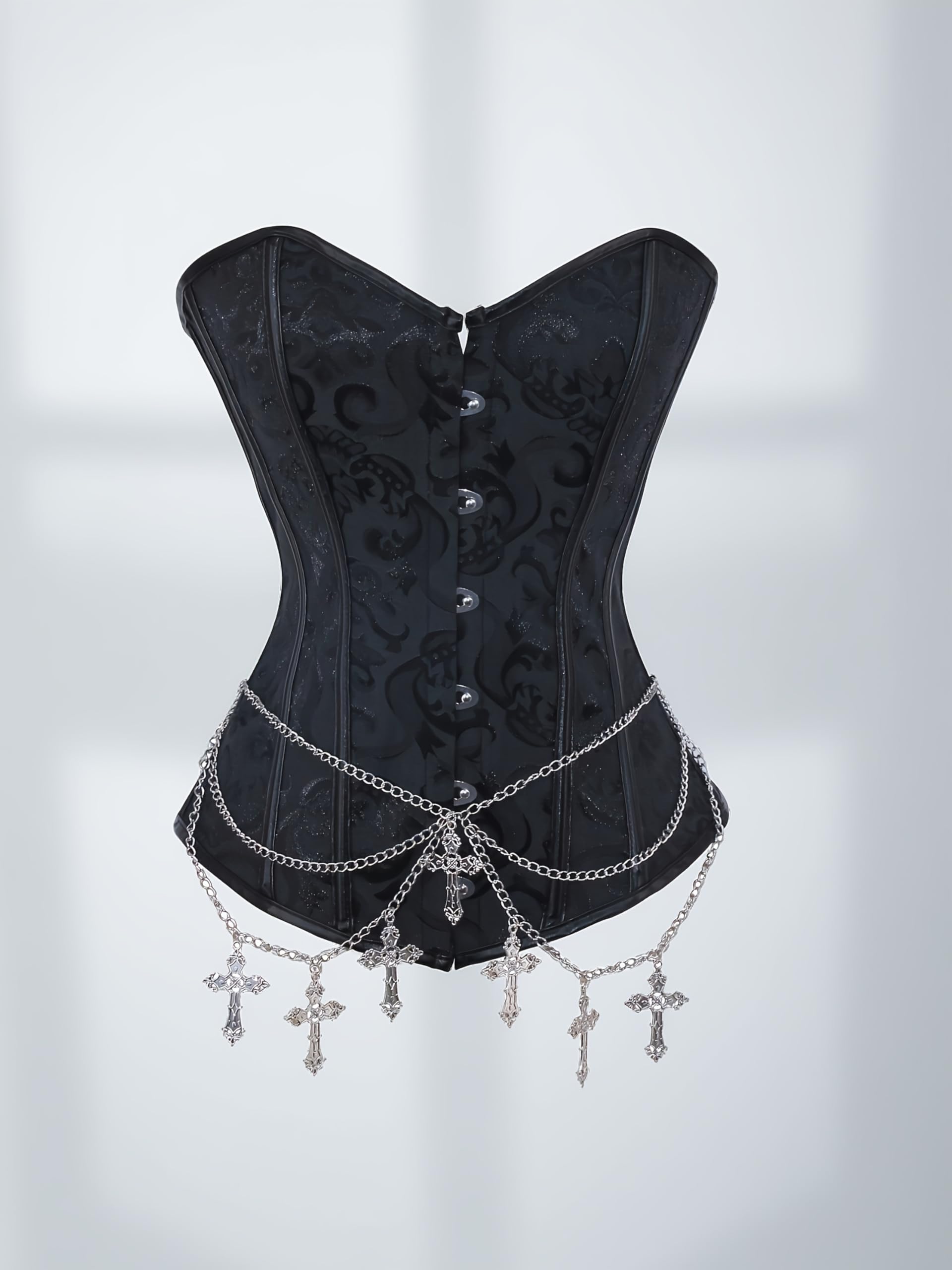 cloudy.lee Corsetto gotico da donna, in broccato, con lacci in vita, per outfit vittoriano steampunk