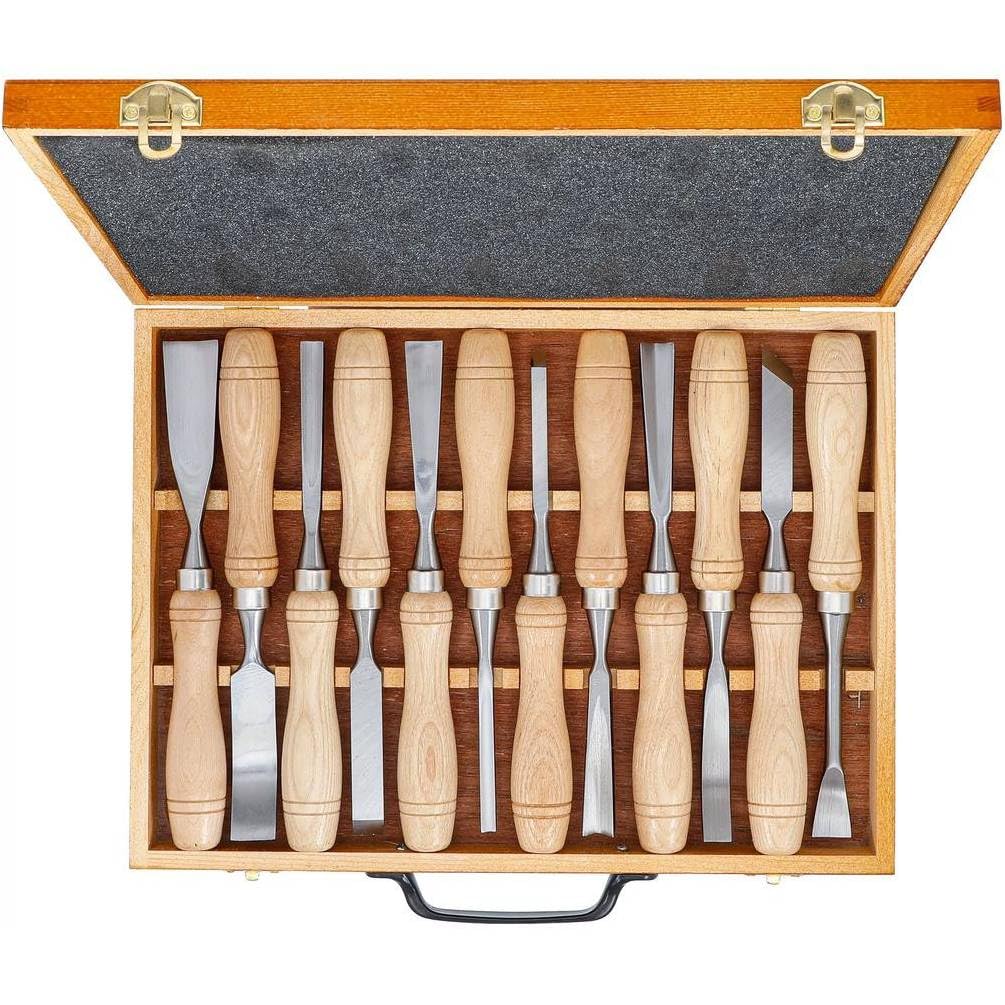 Jeu de Ciseaux à Bois 12 pcs - Acier Durable - Précision et Confort d Utilisation, Pro - D-Work