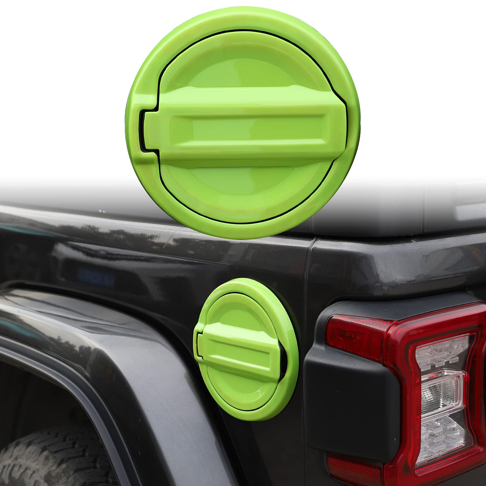 CheroCar ABS Gas Cap Cover Trim Fuel Tank Cover Decoration Kit for 2018-2021 Jeep Wrangler Accessories JL 2/4 Door (Light Green)