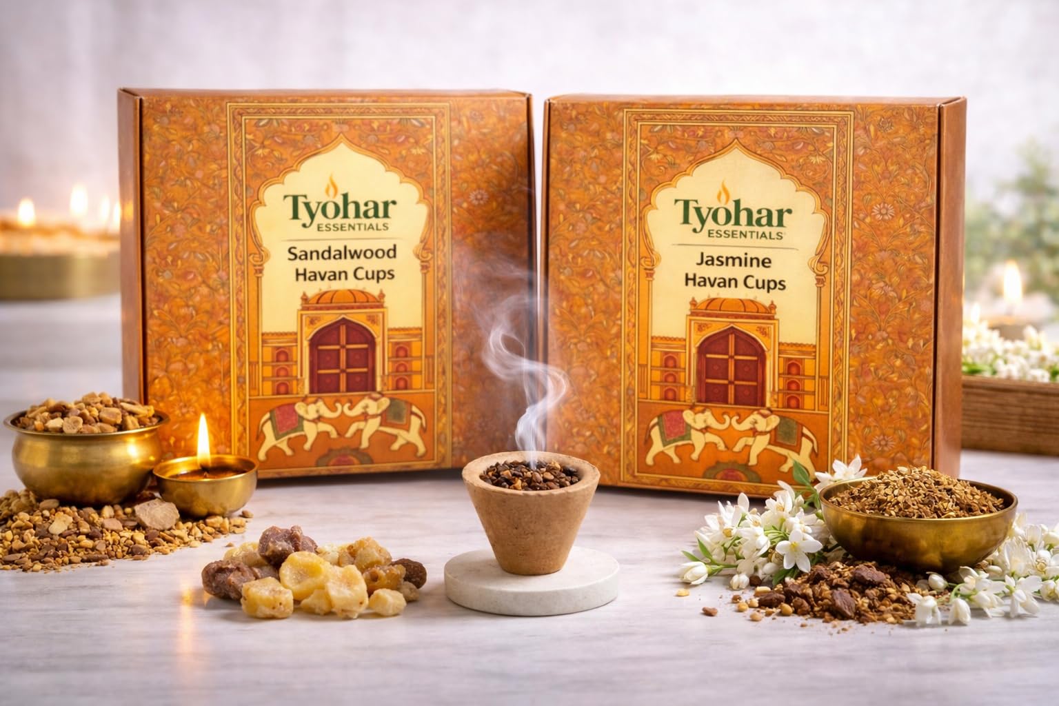 Devotional Sandalwood & Jasmine Havan Cup Combo | Pack of 2 (15 Cups Each) | Natural Floral Dhoop Cups for Pooja & Spiritual Rituals-image-21