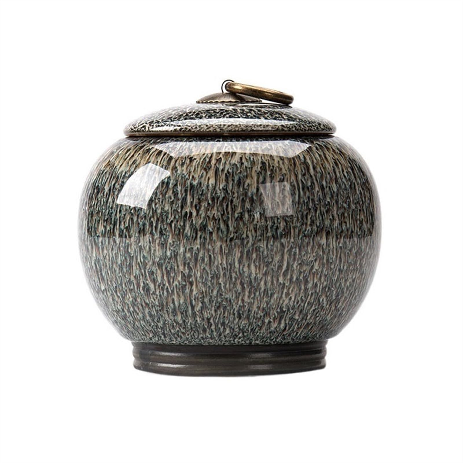 Hhaoran-9868 Ceramic Tea Canister Kiln Change Tea Canister Ceramic Medium Storage Sealed Green Black Loose Leaf Fresh Set Food Canisters for Kitchen(Yellow)