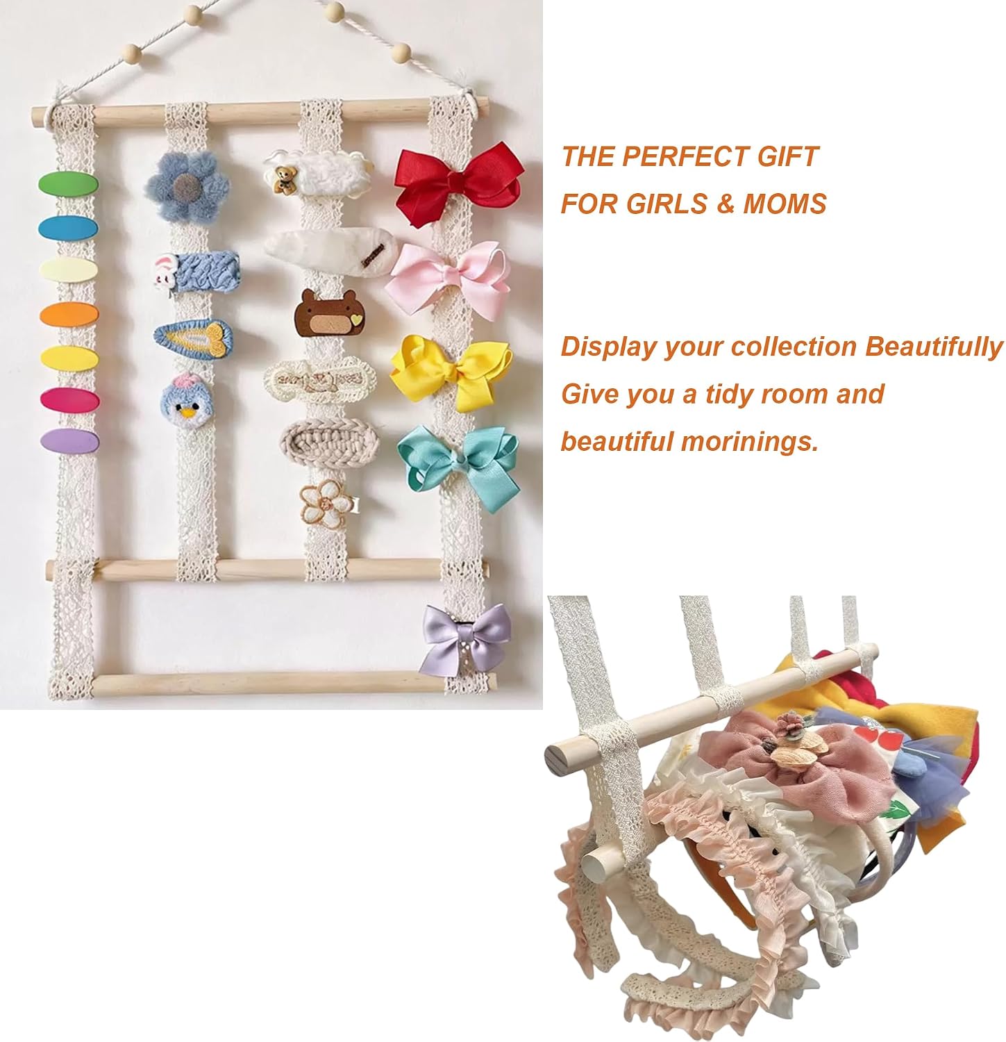 Hair Claw Clip Organizer, Headband Wall Hanging Holder Hair Bows Jewelry Organizer Storage Home Decor for Girls College Dorm (1, Elephant hook) image 3