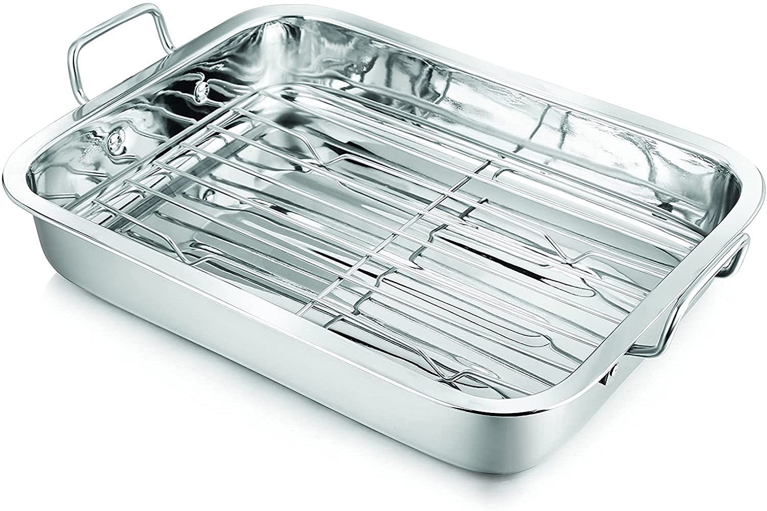 Buy Penguin Home® Roasting Tray with Removable (Grill) Rack Stainless Steel Roasting Tin with