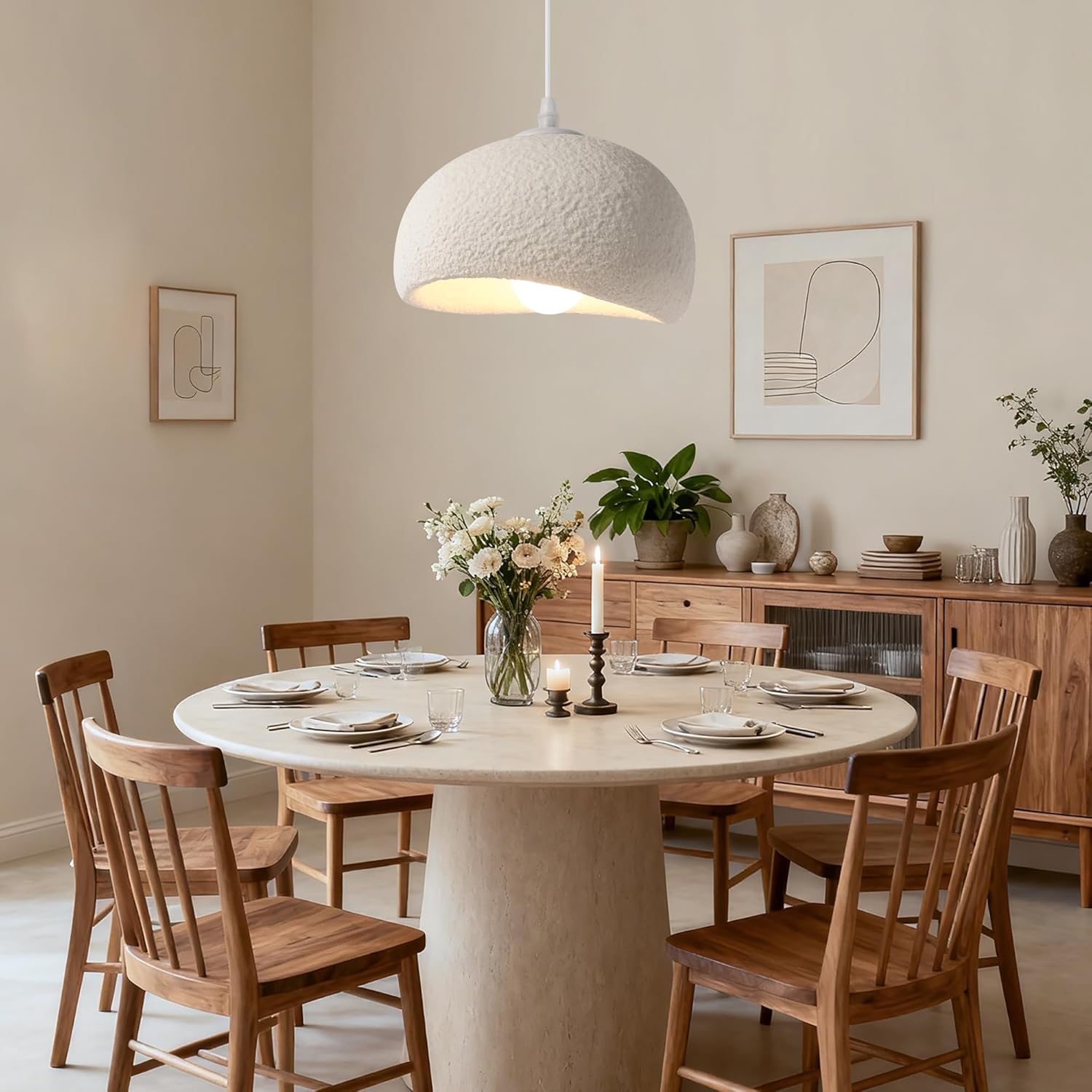 Plug in Hanging Lamp with Three-Color Dimming E26 Bulb (14.7 ft Cord Length) Hanging Light with Plug in Cord for Dining Room Living Room Bedroom Modern Pendant Light(30 cm / 11.8 in)