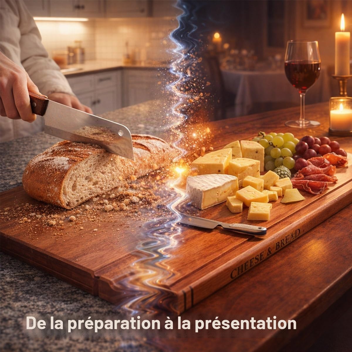 Set de 3 Planches à Découper en Forme de Livre pour Cuisine, 33×25,5×2 cm Planches à Découper en Bois Pratiques en Forme de Livre, Planches à Découper en Acacia avec Support, Cadeau de Crémaillère