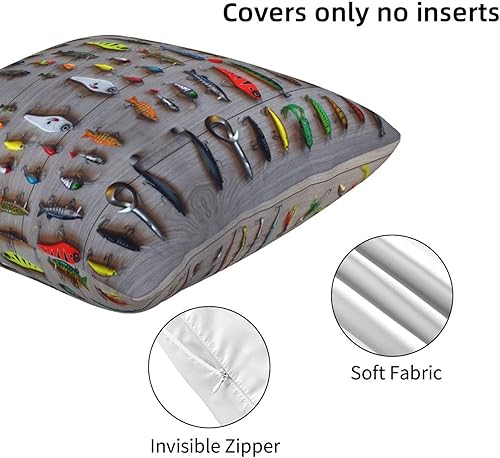 Miniatura 6 de Fundas de almohada con diseño de cebo para pesca, fundas de almohada cuadradas de doble cara para sofá, fundas de cojín de 18 x 18 pulgadas para