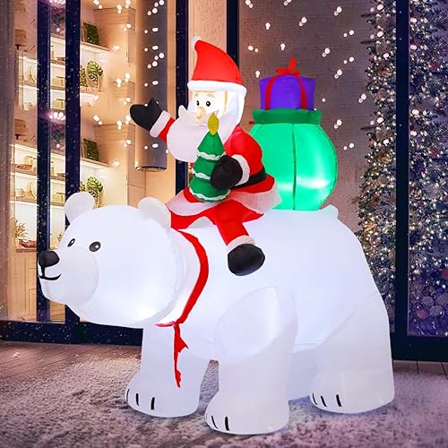 Miniatura 2 de GOOSH Oso inflable de Navidad de 6 pies con cabeza agitadora, decoración de patio inflable con luces LED para Navidad, fiestas, interiores, jardín,