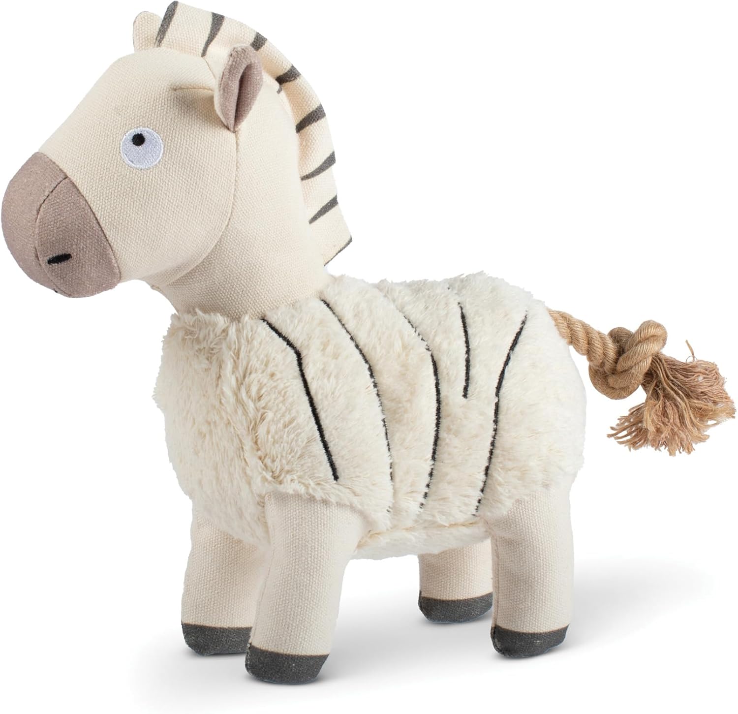 Fringe Studio Earned My Stripes 3D Earth Friendly Squeaky Dog Toy - Eco Canvas, Recycled Fill, Crinkle & Rope for Interactive Play