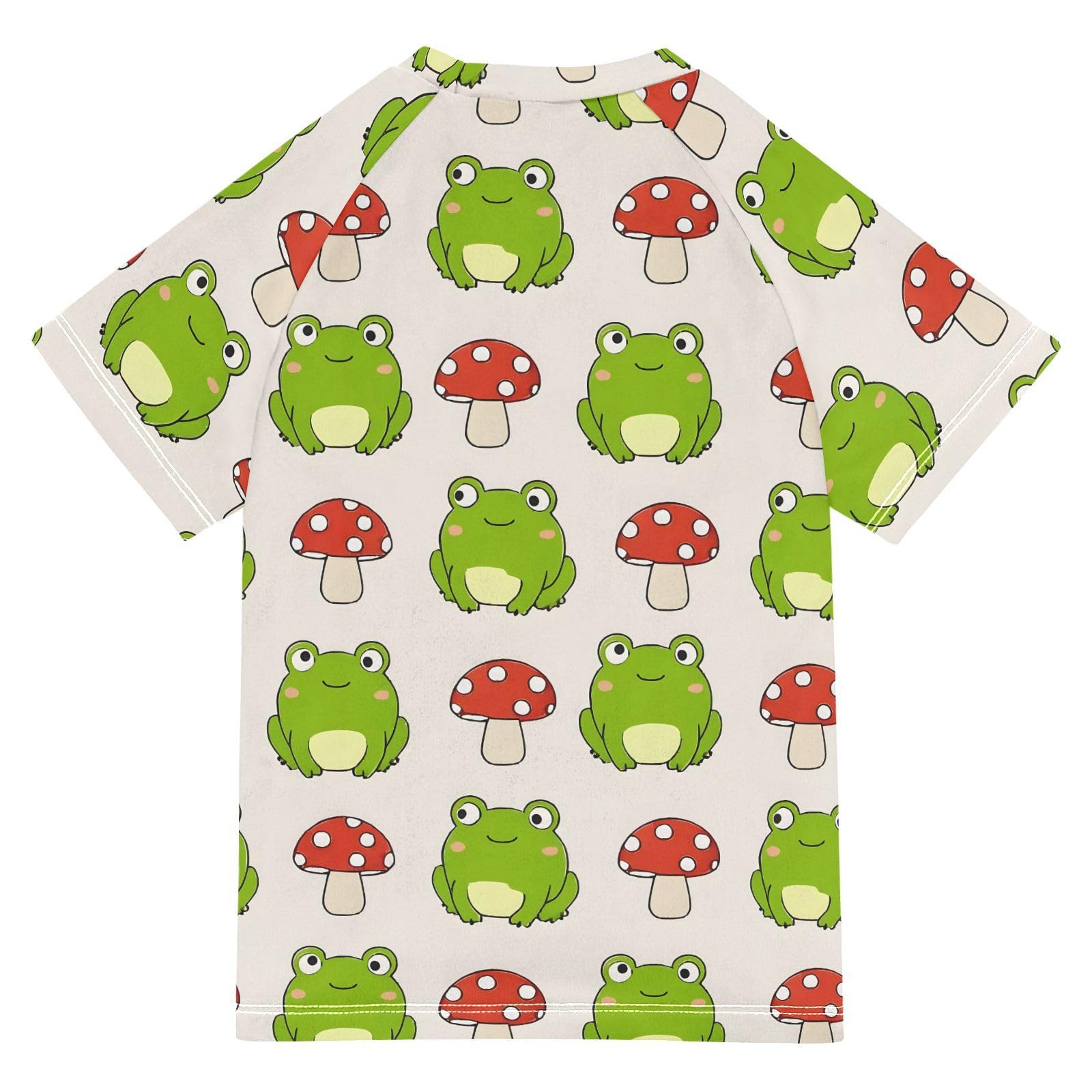 ALAZA Kids Rash Guard Toddler Swim Shirt Boy Girls Mushroom Frog Print UPF 50+ Short Sleeve 4T