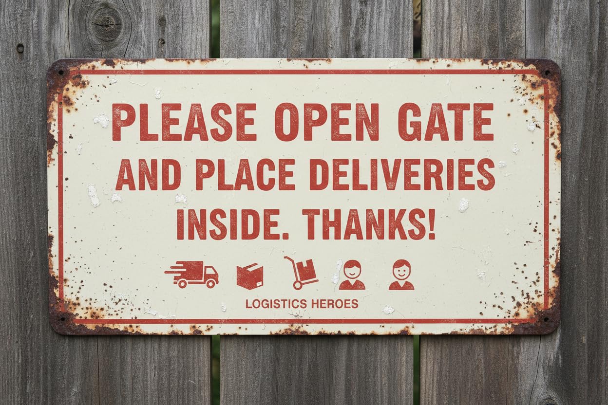 Wall Decor Please Open Gate And Place Deliveries Inside - Delivery Sign For Outdoor Use 12" * 8" Vintage