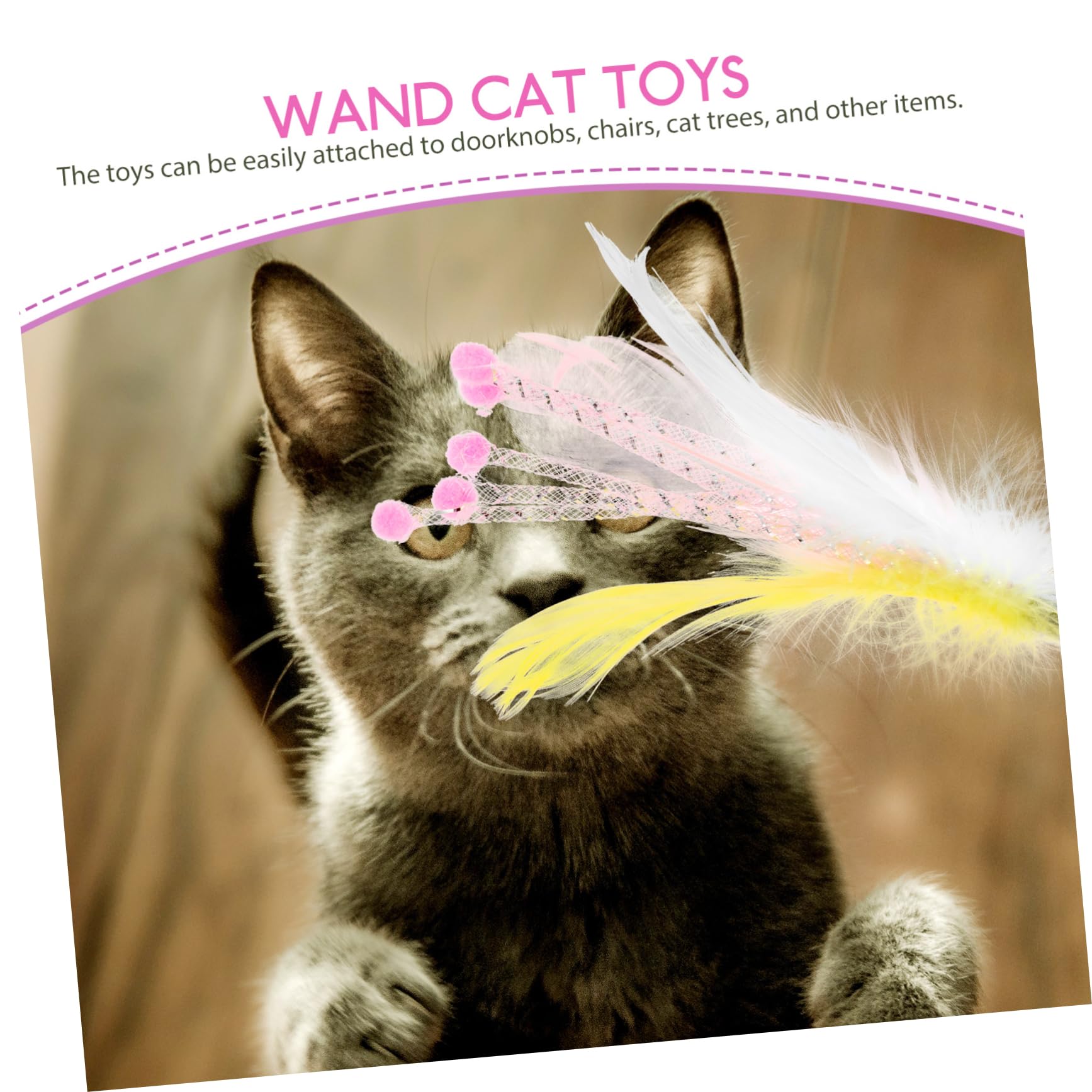 Toddmomy 24pièces Canne à Plumes pour Chats Recharges De Jouets Interactifs avec Cloches Accessoire De Jeu pour Chats Intérieur Et Extérieur