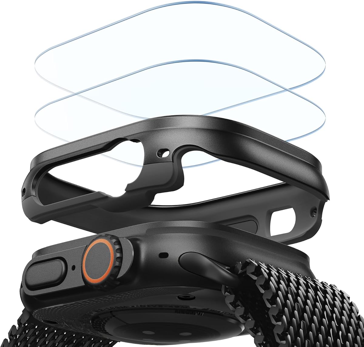 ESR for Apple Watch Ultra 3 /Ultra 2 /Ultra Case with Screen Protector 49mm (2025) Military Grade Protection, Aluminum Alloy Case with 2 Pack Armorite Glass Protector Set, Stay Original, Black