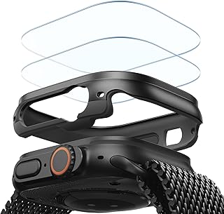 ESR Coque pour Apple Watch Ultra 3/2/1,Protection d'Écran 49 mm (2025/2024/2023/2022), Protection Militaire, Boîtier en Alliage d'Aluminium avec 2 Protections en verre Armorite, Restez Stylés, Noir