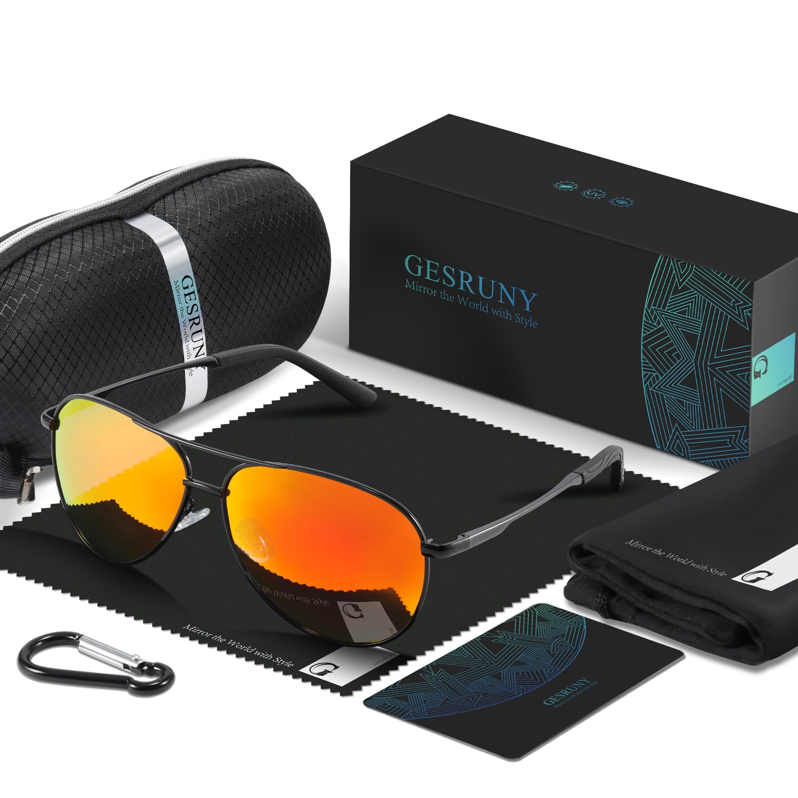 gesruny Polarized Aviator Sunglasses for Men Women - Classic Shades Retro Sun Glasses Driving Lightweight UV Protection