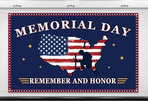 Miniatura 4 de Nepnuser Telón de fondo para cabina de fotos para el Día de los Caídos Recordar y Honrar Star Stripes Día de los Veteranos Fotografía Patriótica