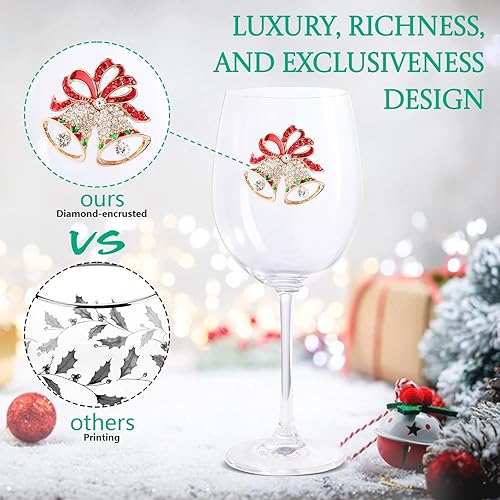 Miniatura 7 de Vipush Juego de copas de vino de 2 a 19 onzas con cascabeles de cristal para Navidad, regalo de vino, cristalería de invierno, copas con