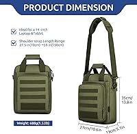 Vista 3 de Bolsa de Mensajero Táctica ZHIERNA, Maletín Táctico para Laptop de Alta Resistencia con MOLLE, Bolso de Hombro para Hombre (Incluye Parche)