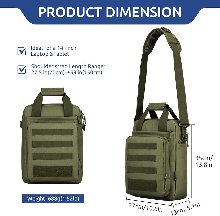 Amazon.com: ZHIERNA Tactical Messenger Bag, Tactical Briefcase for Amazon.com: ZHIERNA Tactical Messenger Bag, Tactical Briefcase for