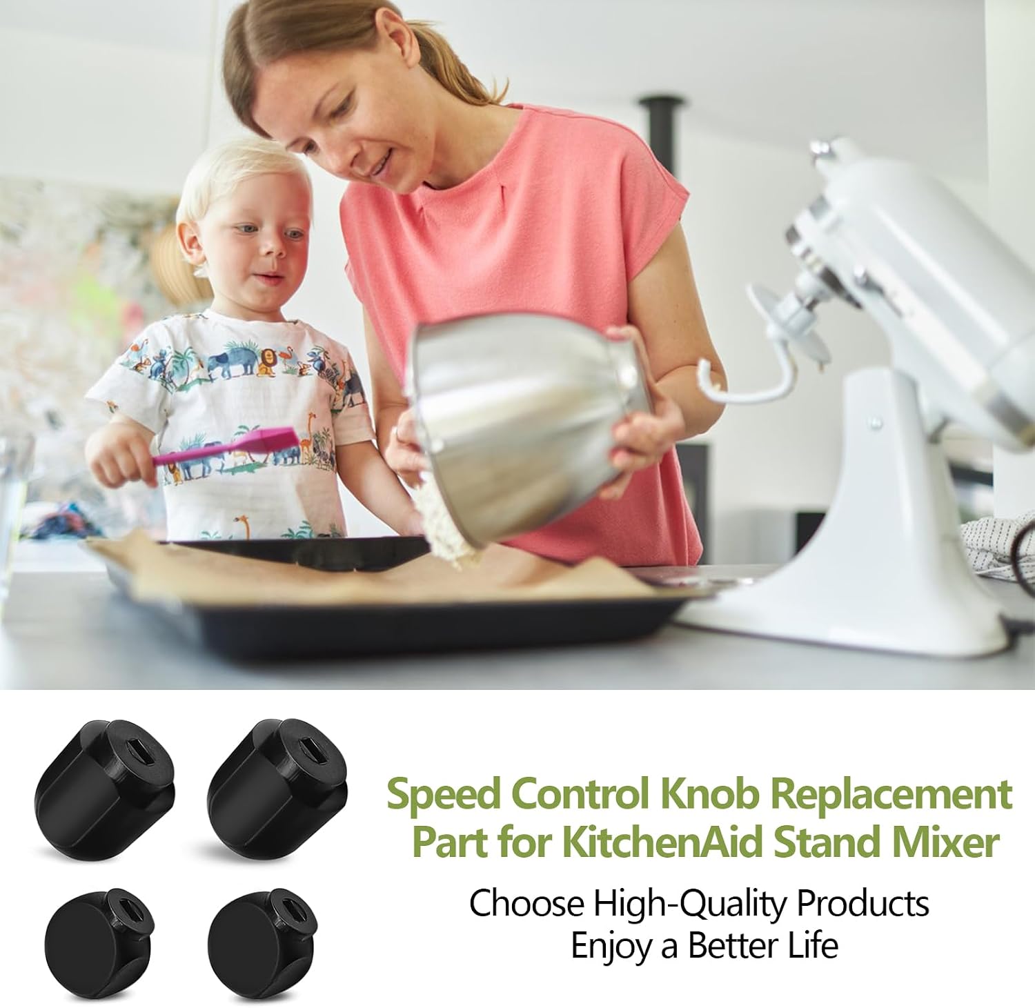 Speed Control Knob Replacement Part for KitchenAid Stand Mixer - for Lock Lever Knobs Attachment Plastic Kitchenaid Mixers Accessories, Fits for kitchen 4.5QT, 5QT, 6QT, K45, K45SS, KSM75（2 PACK)