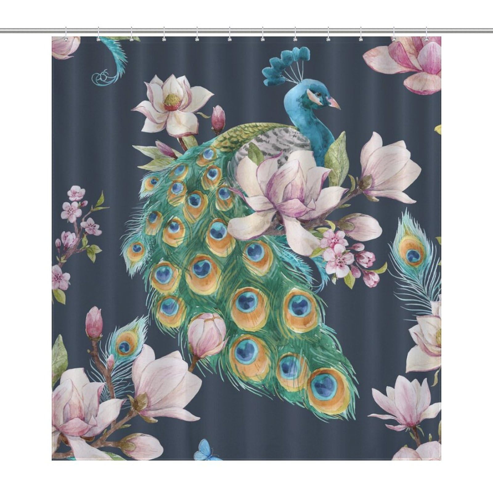 Rideau de douche en polyester imperméable 168 x 183 cm avec 12 crochets inclus