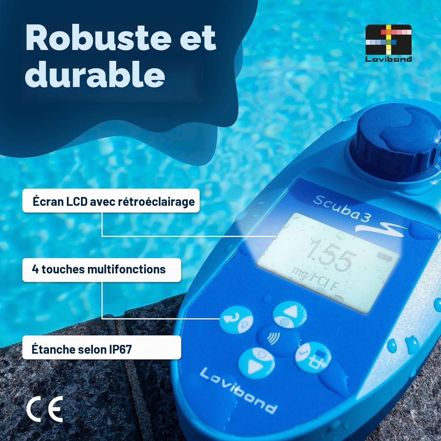 Lovibond Scuba II Testeur de chlore/pH électronique pour piscine/jacuzzi