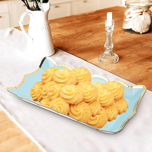 Miniatura 9 de Luxshiny 4 bandejas desechables de cartón rectangulares elegantes para fiestas para frutas, postres y aperitivos, diseño resistente seguro para