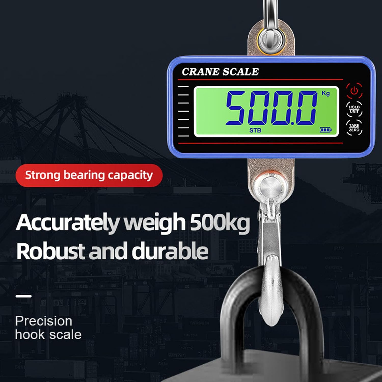 Digital Hanging Scale 500KG with Remote Control & LCD Display – -Duty Crane Scale for Warehouse, Luggage, Freight & Industrial Weighing