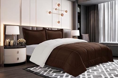 Miniatura 5 de Elegant Comfort Juego de edredón sherpa ultra afelpado de 3 piezas, color sólido y un reverso de sherpa esponjoso, apto para todas las estaciones,