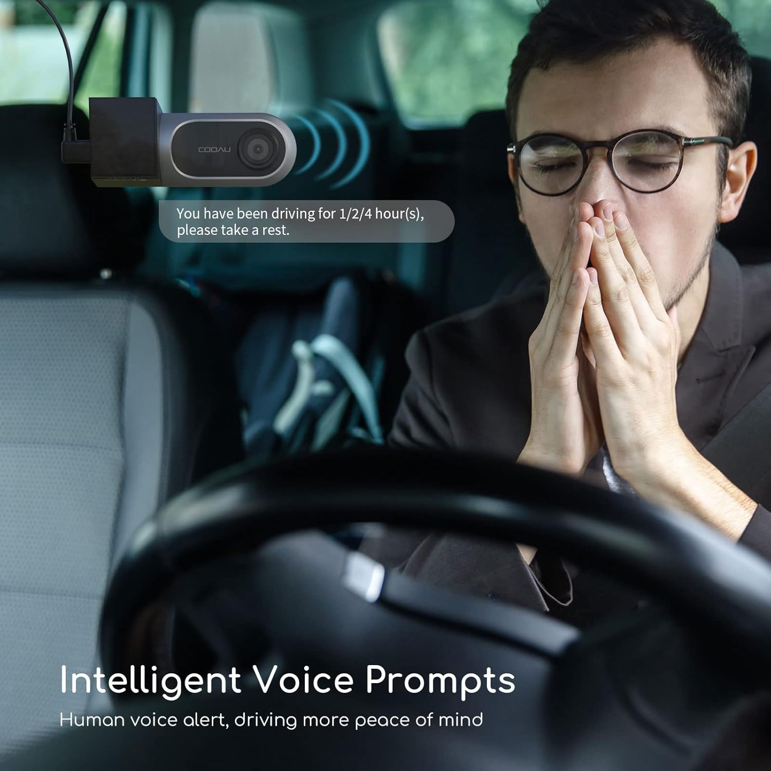 Driver receiving an intelligent voice prompt from the dash cam