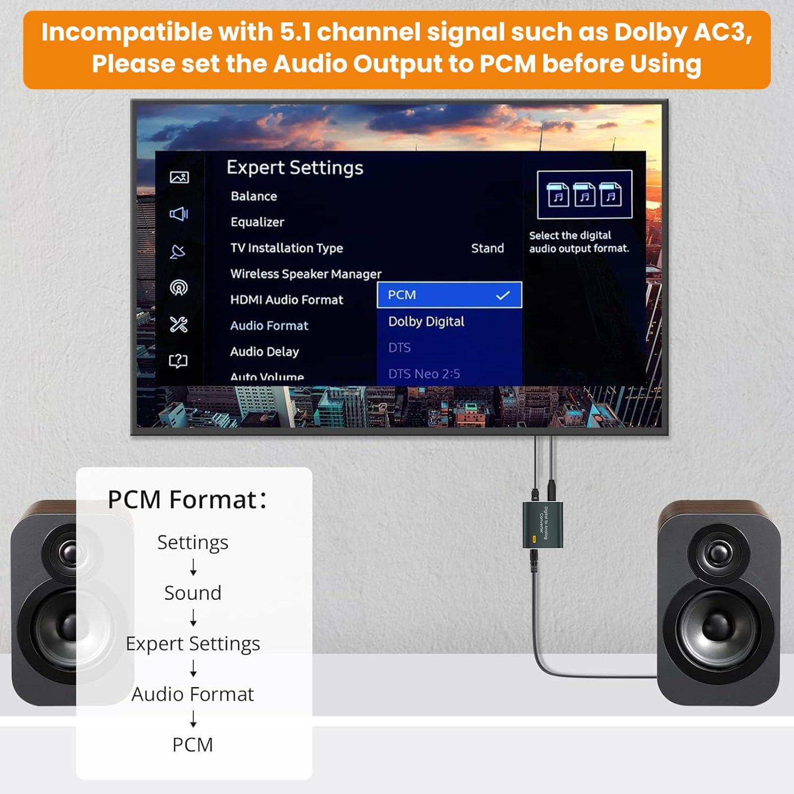 Adaptador Audio Optico a Jack,192 kHz Convertidor Digital a Analógico compatible con salida óptica digital a conector doble de 3,5 mm,Convertidor DAC con Doble Salida Jack 3,5 mm
