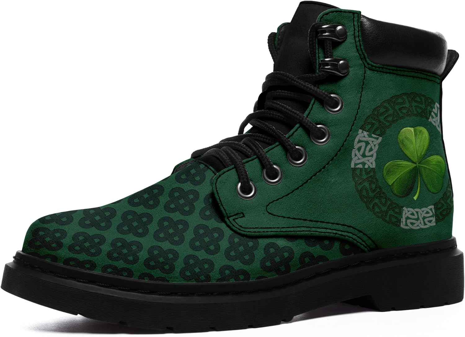 Mandala Combat Boots for Men and Women with Floral, Sun and Moon Designs – Durable Boho Ankle Boots for Hiking,Casual Wear