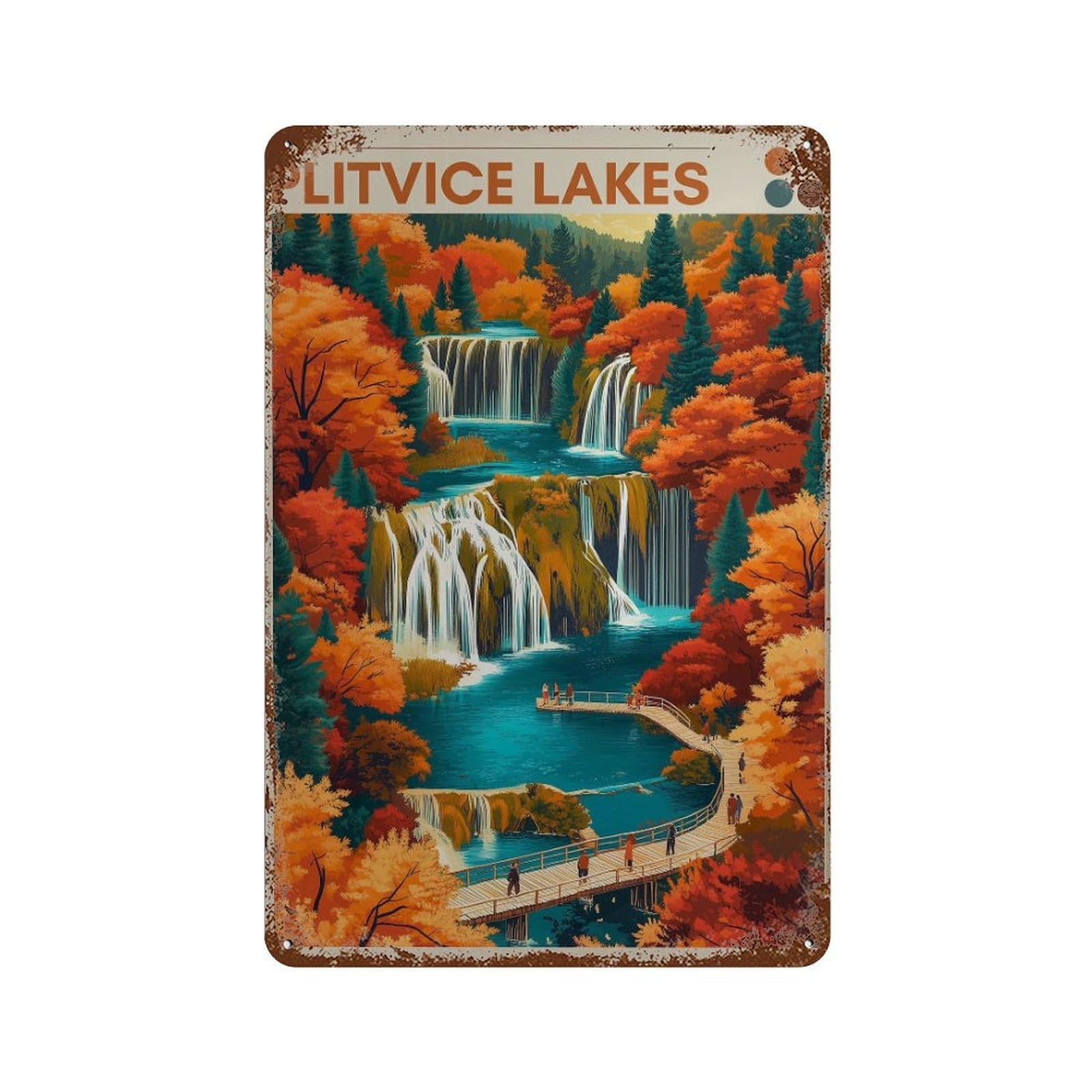 xiaoxiaoshen Plitvice Lakes Travel Croatia National Park Wall Decor Art Metal Tin Poster Modern Home Decor Art Home Bar Shop Decorations Vintage Sign 30x20cm