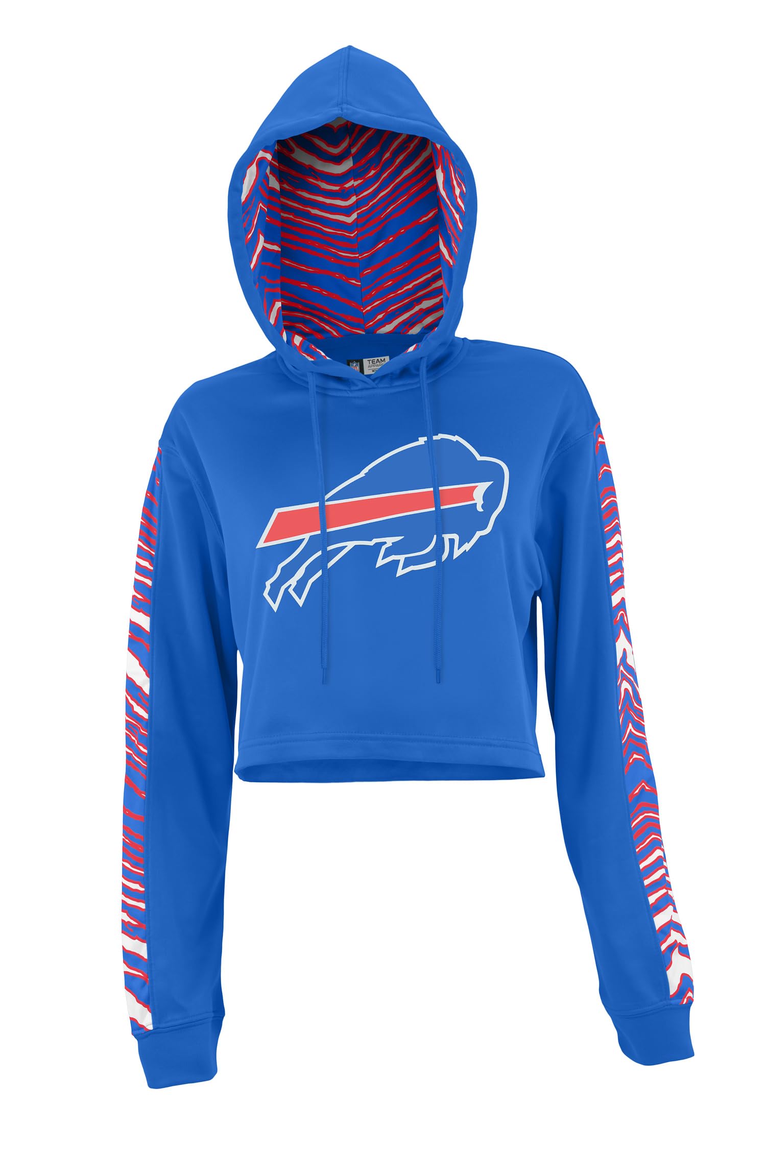 Zubaz NFL Women's Team Graphic Crop Top Hoodie with Hood Liner (X-Small - 3X-Large)