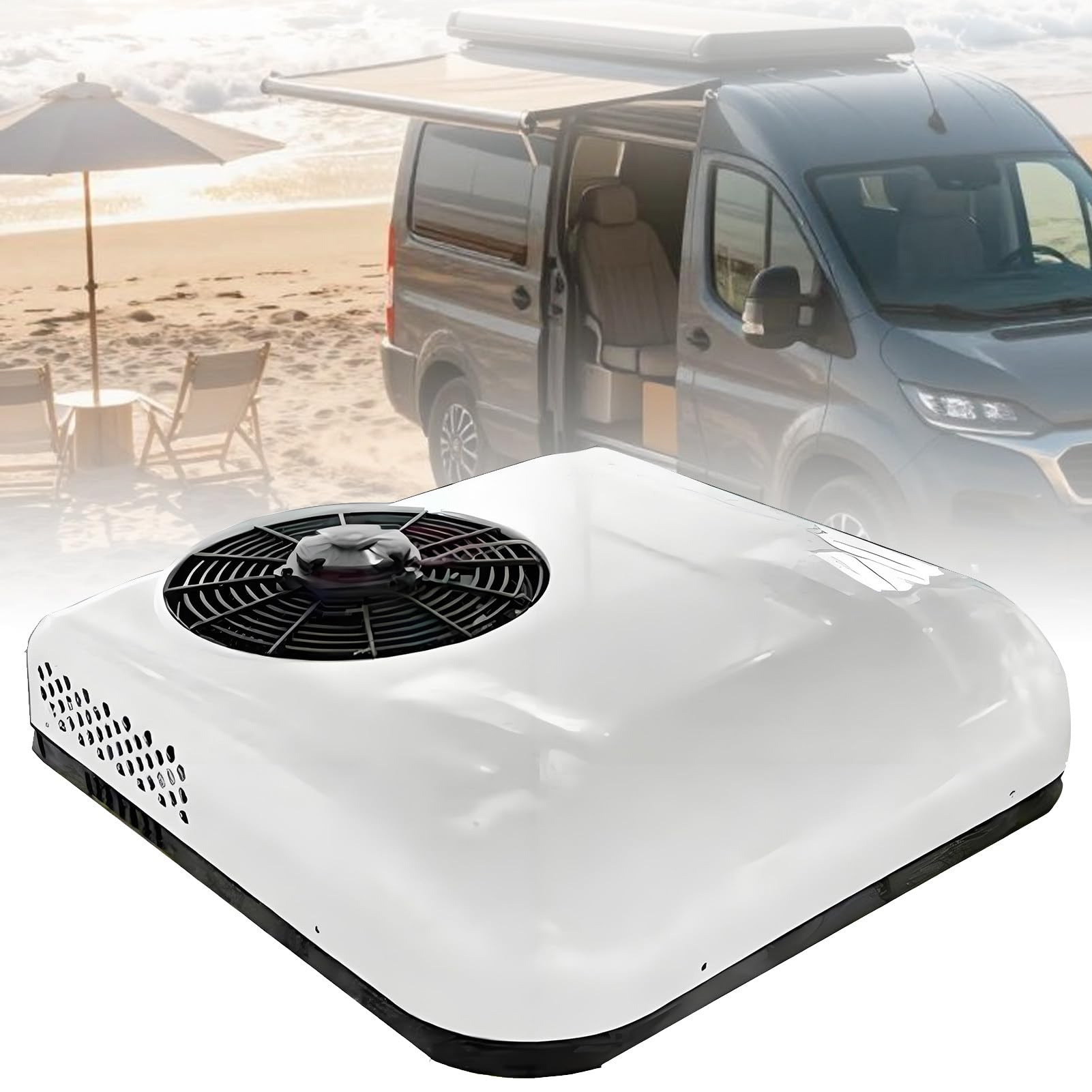 RV Rooftop Air Conditioner, 12V/24V Parking Air Conditioning 12V-White