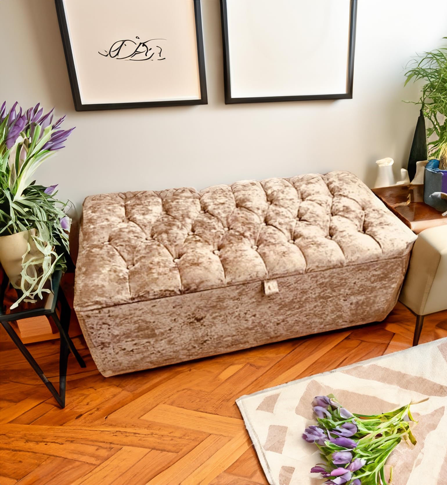 Coffre de rangement ottoman pour optimiser l'espace et éliminer le désordre du salon