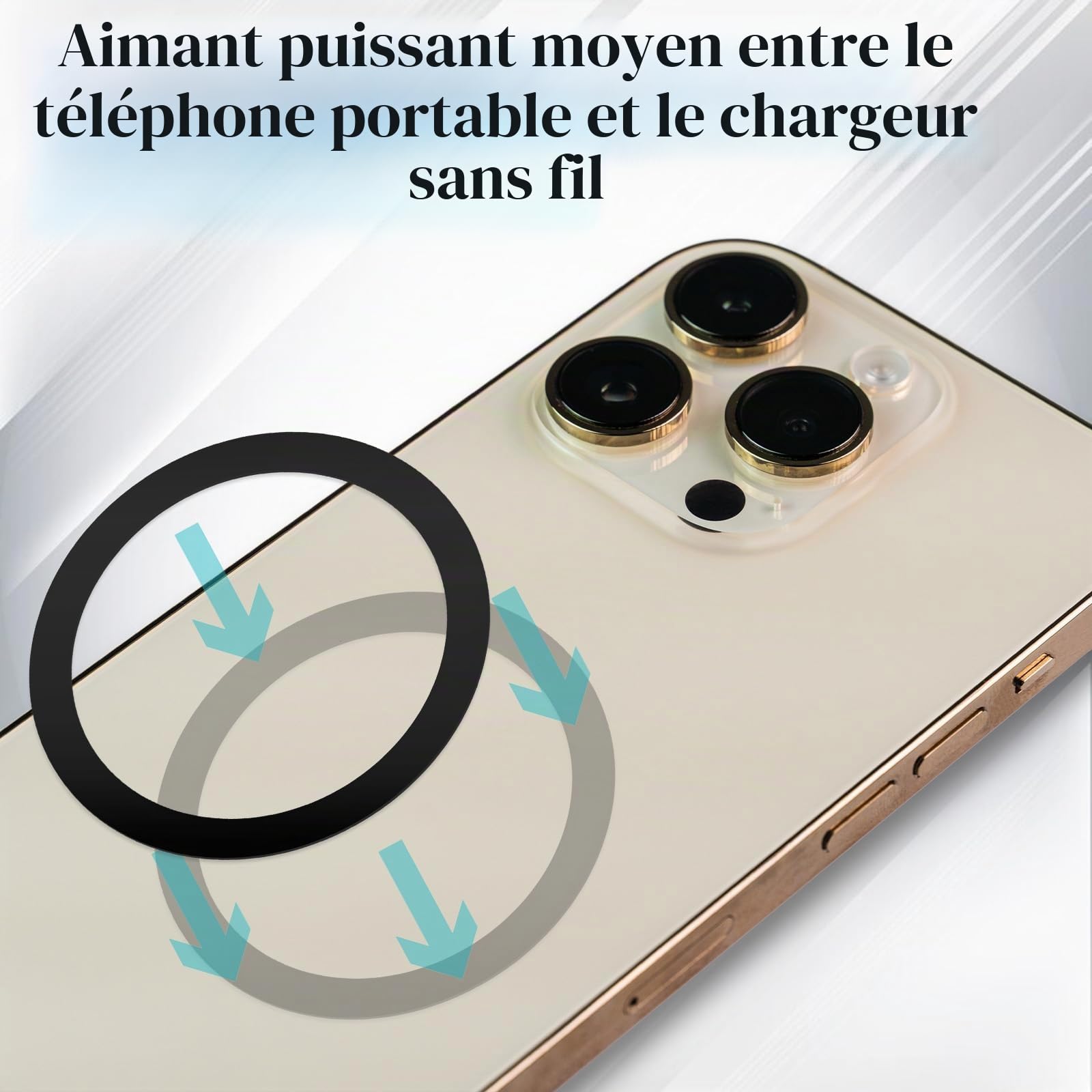 Lot de 12 anneauxmagnétiques pour coque de téléphone portable - Anneau magnétique en métal autocollant - Plaque métallique pour voiture