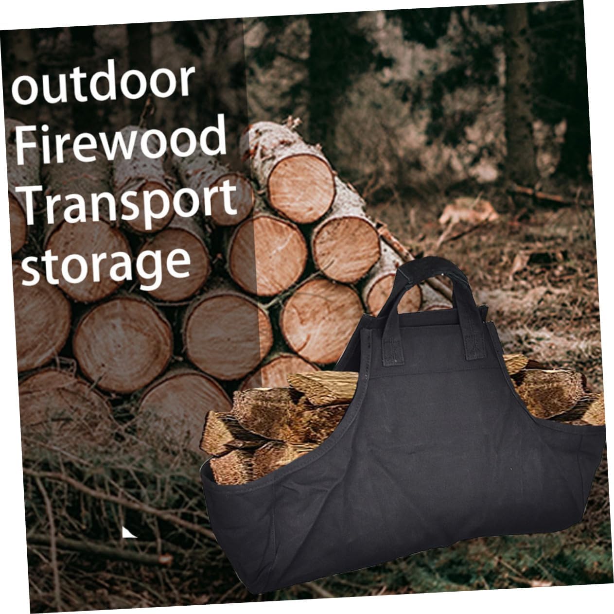 Canvas Firewood Carrier Bag Large Reusable Log Holder for Outdoor Camping Waterproof Oxford Cloth Firewood Storage Tote Handles
