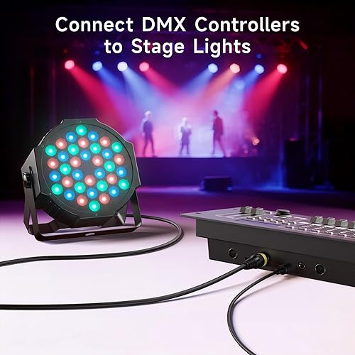 Miniatura 3 de Cable Matters Paquete de 2 cables DMX de luz de escenario de 22 AWG de 10 pies / 9.8 ft con conector XLR de 3 pines, cable de iluminación DMX macho
