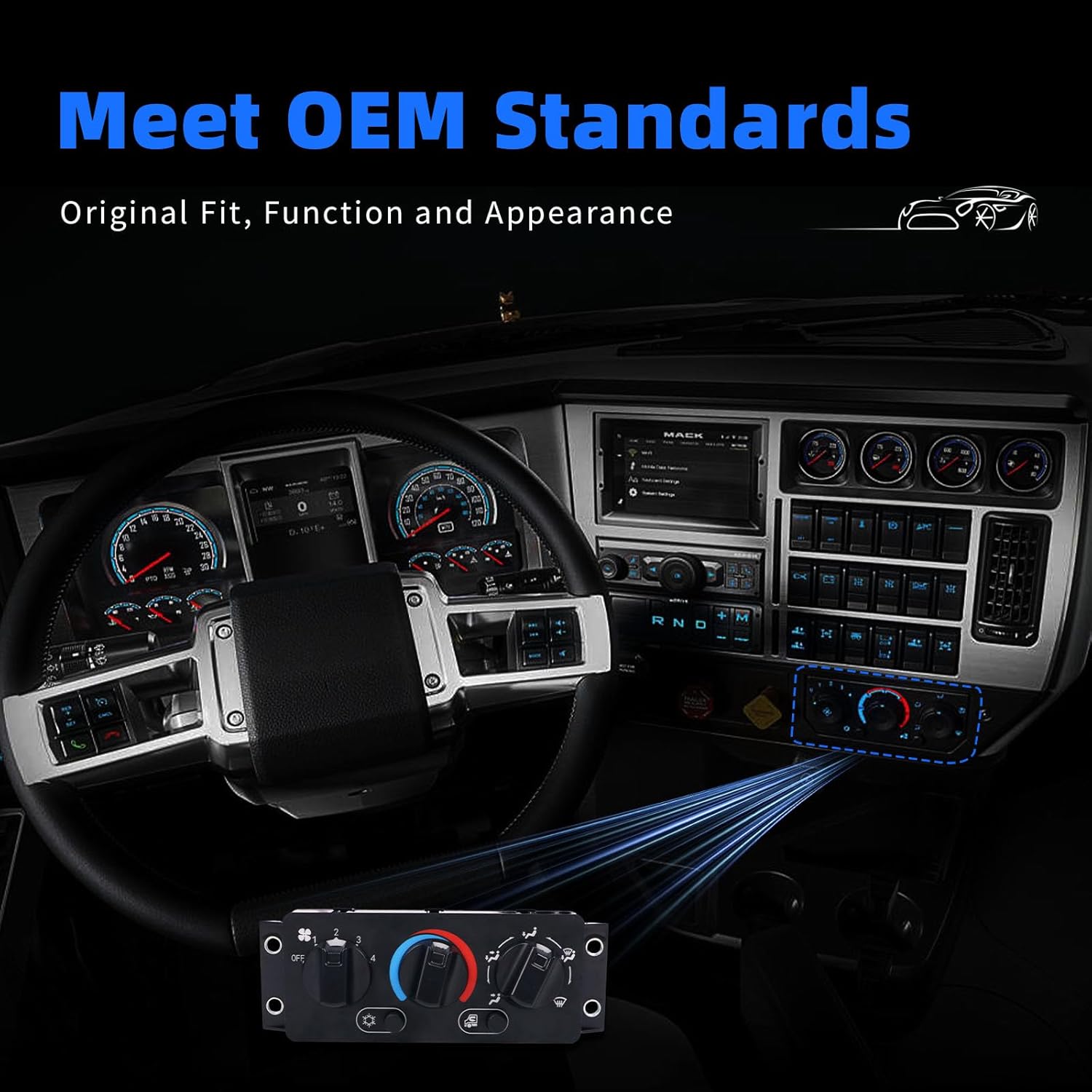 HVAC Heater Control Panel A/C Climate Control Module Air Conditioning Compatible with Mack Chu612 Chu613 Chu614 2008-2018 Cxu612 Cxu613 Cxu614 1999-2018 25110700 70826280