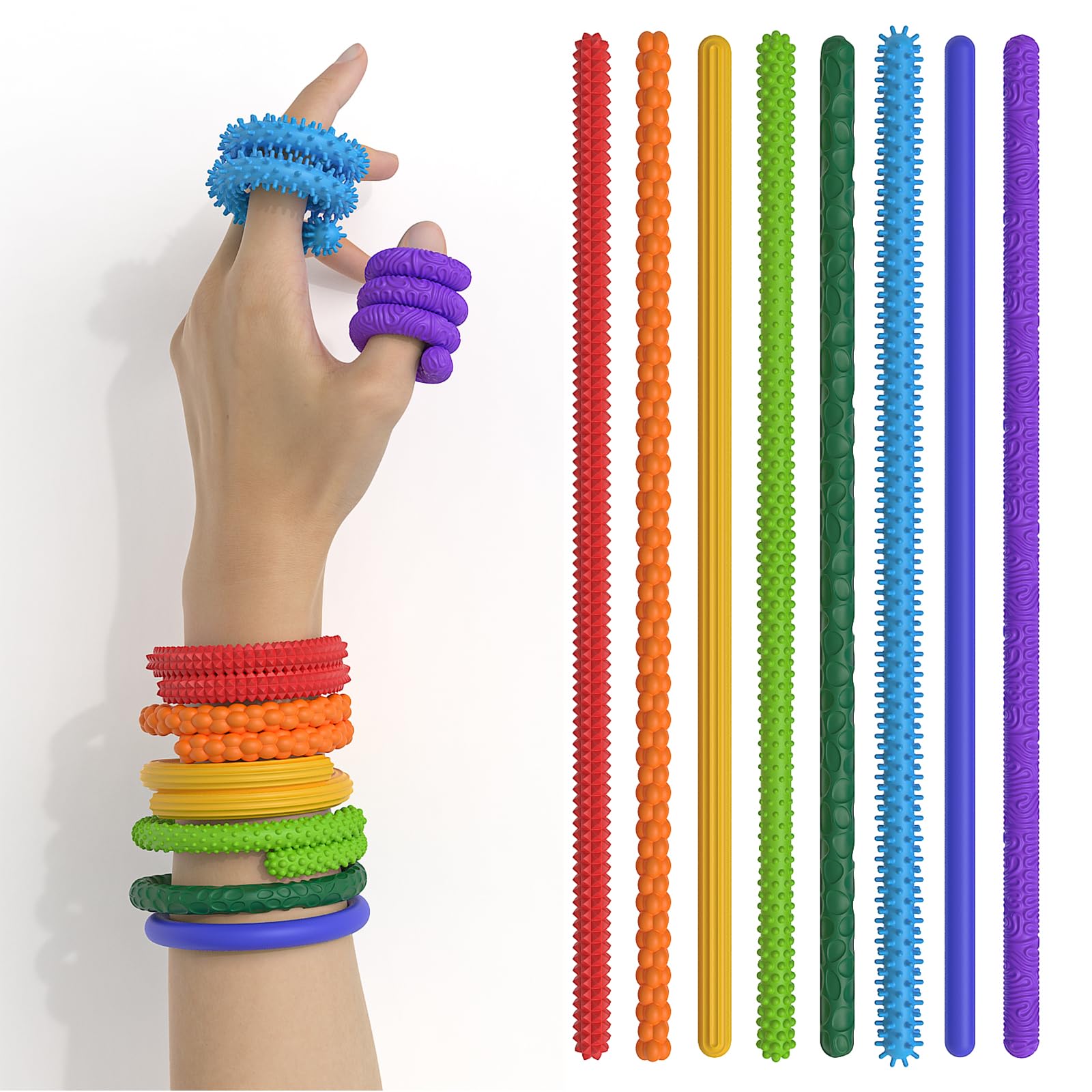 6 Sensorische Fidget Sticks – Dehnbare Stressbälle In Bunten Farben, Für Kinder & Erwachsene, Autismus-Spielzeug, Reise & Klassenzimmer