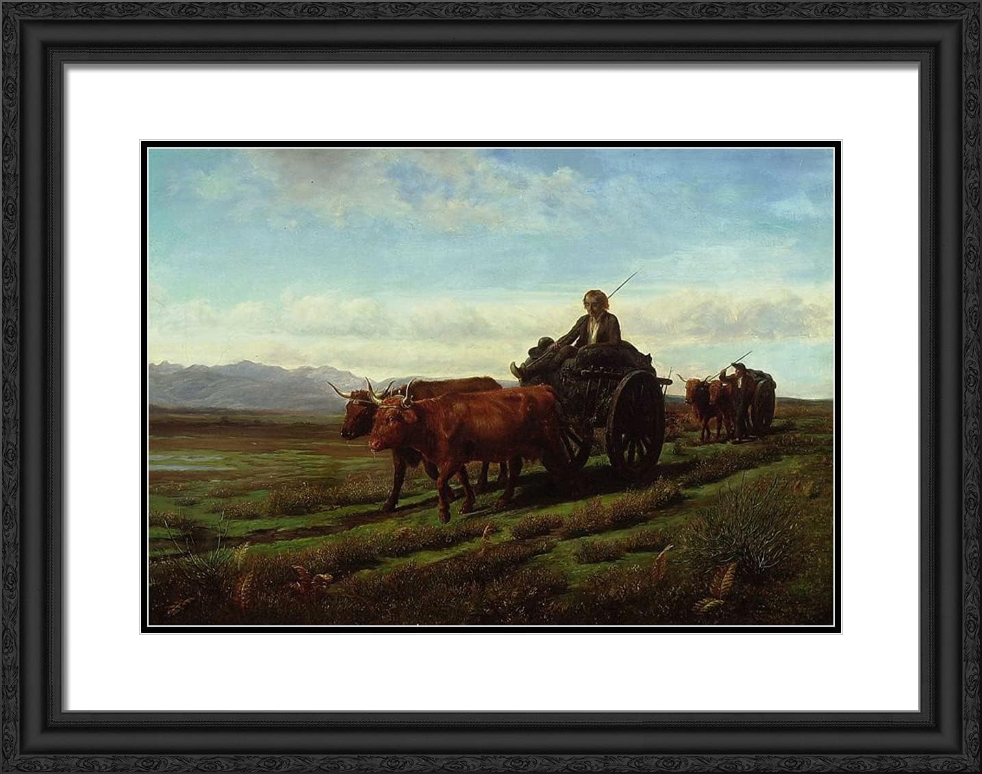 ArtDirect Bonheur Rosa 24x19 Gold Ornate Framed Art Print with Double Matting Titled: Going to Market