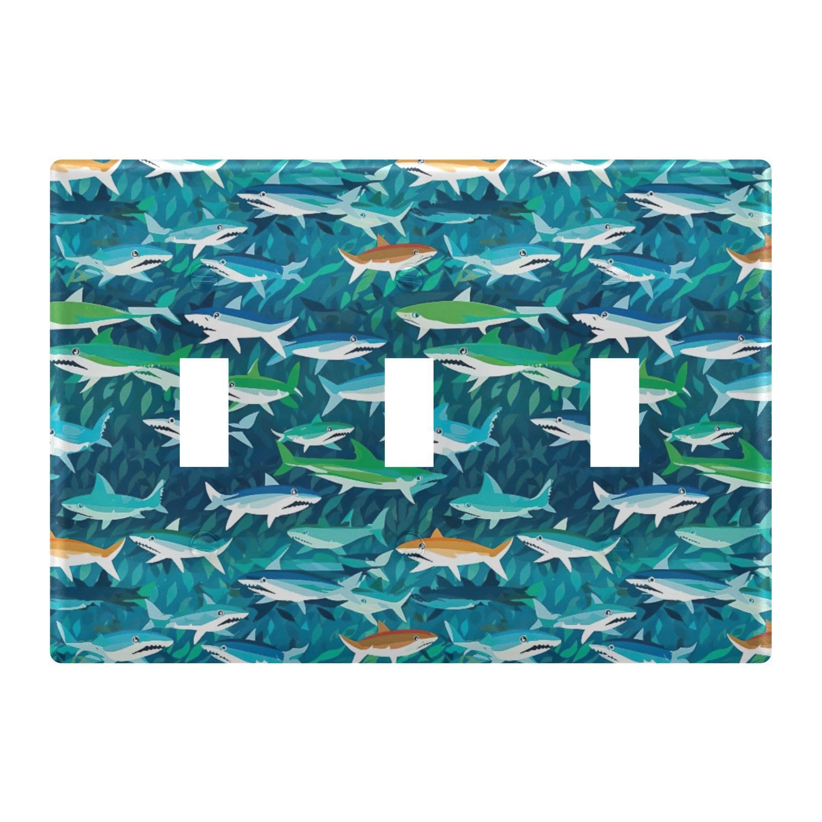 Light Switch Cover Shark Wall Plates for Electrical Outlets 3 Gang 202a8626