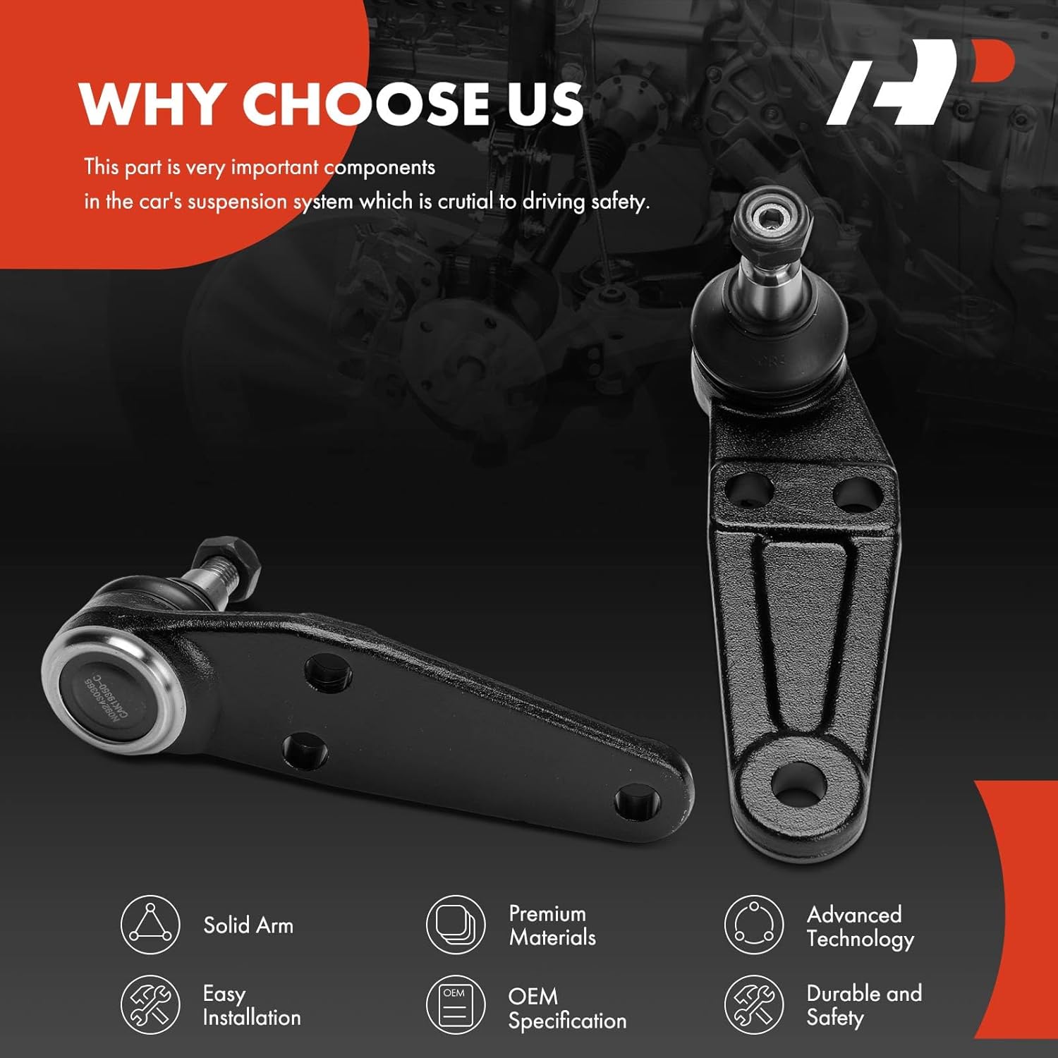 A-Premium 2 x Front Lower Ball Joints, Compatible with Volvo 240 1990-1993, 242 1979-1984, 244 1979-1989, 245 1979-1989, 262 1979-1981, 264 1979-1982, 265 1979-1981