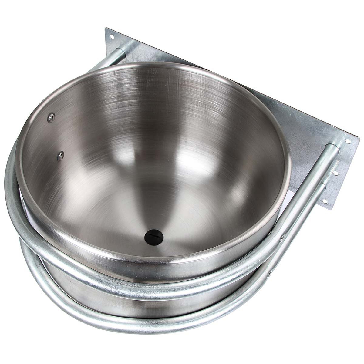 Kerbl Comedero de Aluminio, contenedor de pienso, para Montaje Recto, 44x38x23cm, 18 L, de Aluminio, diámetro Interior 35cm, para Caballos y Ganado, con tapón de Drenaje