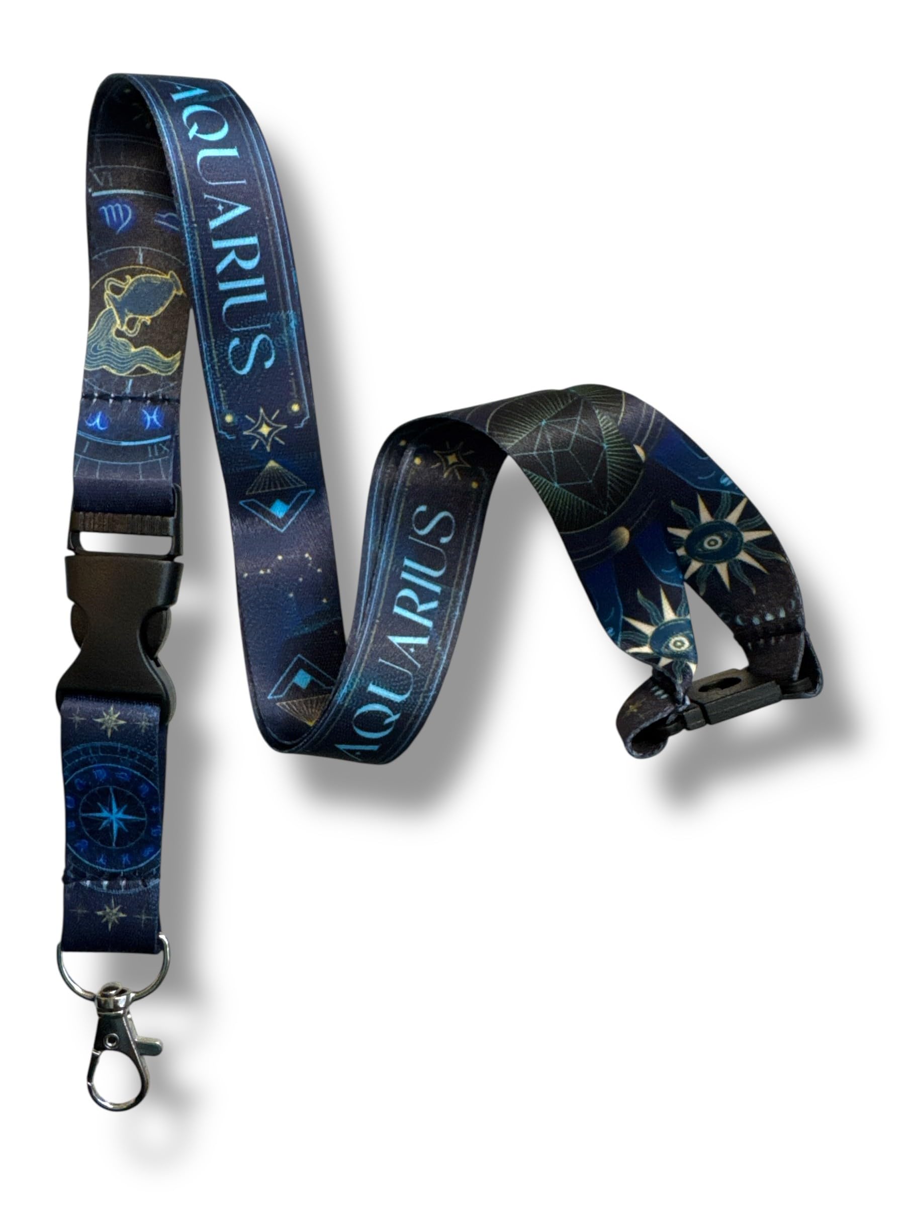 PAC Supplies Global Zodiac Sign Lanyard with Astrological Star Pattern (Aquarius)