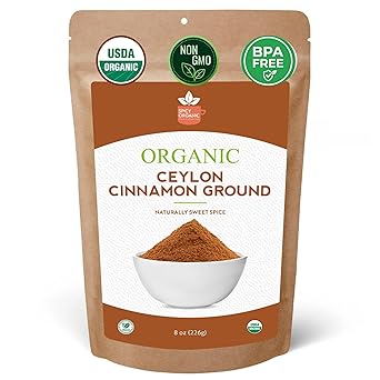 SPICY ORGANIC Ceylon Cinnamon Powder, 1 lb Pure & Freshly Ground from Sri Lanka, USDA Certified Organic, Non-GMO, Gluten-Free & Kosher, Perfect for Baking, Cooking, Drinks & Seasoning